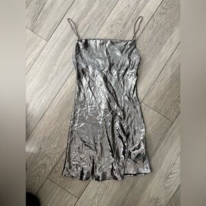 Zara Shimmering Silver Mini Dress